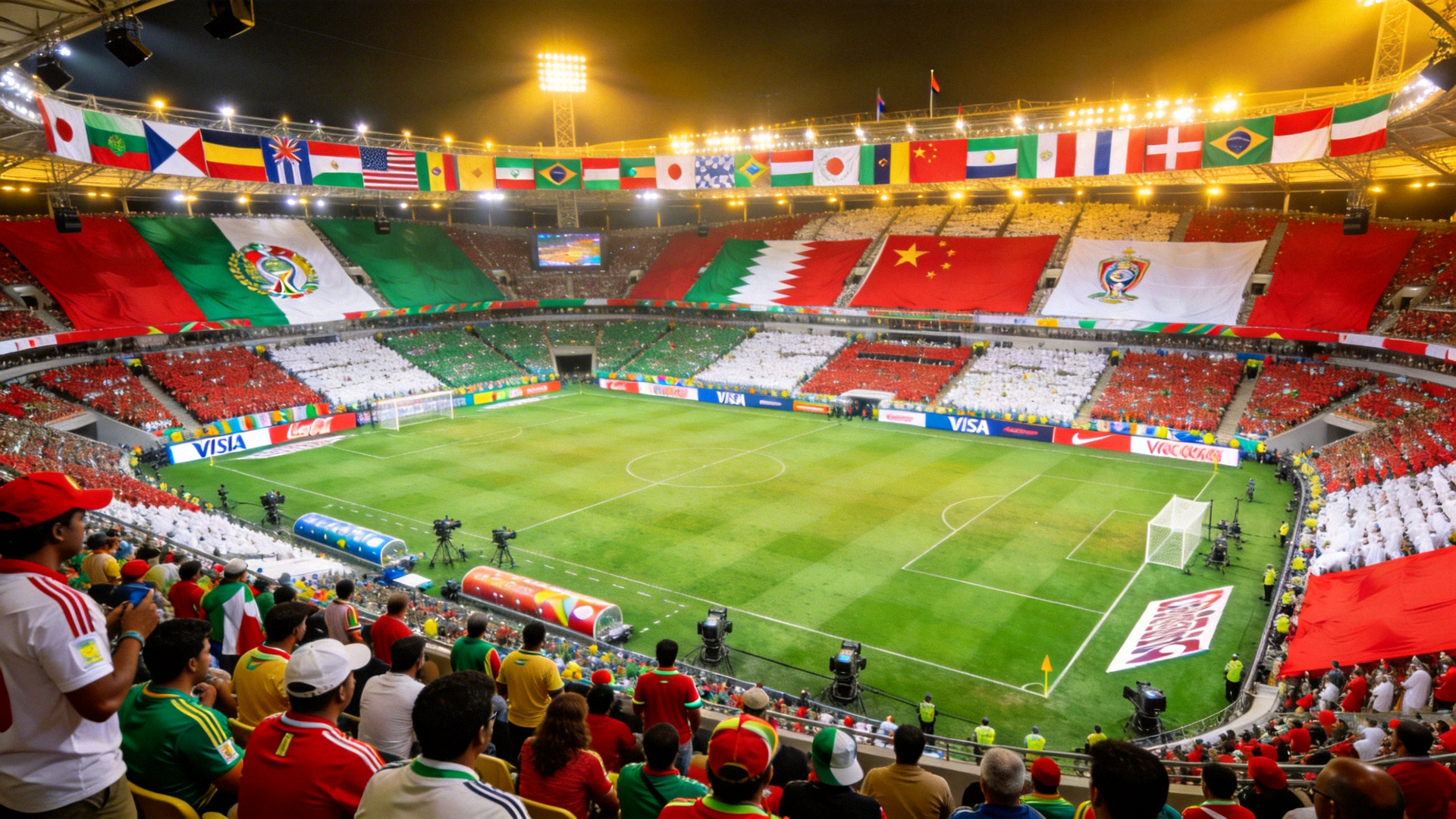 世界杯赛场全景 - 绿茵场与座无虚席的看台
